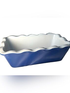 Emile Henry Ruffled Loaf Pan 1.8 Qt Navy Blue French Ceramic